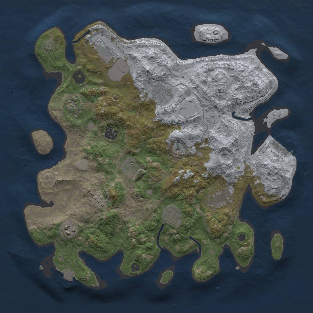 Rust Map: Procedural Map, Size: 3650, Seed: 20787684, 16 Monuments