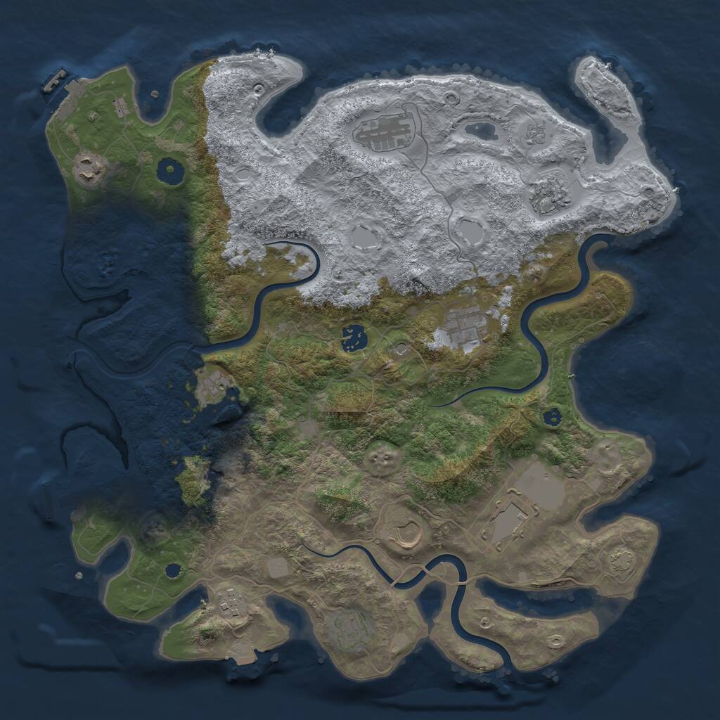 Rust Map: Procedural Map, Size: 3950, Seed: 87156357, 16 Monuments