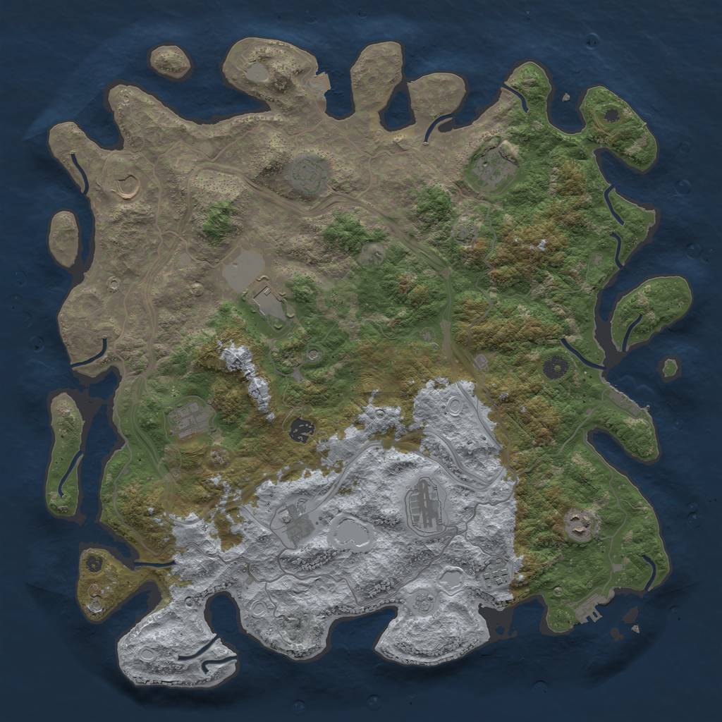 Rust Map: Procedural Map, Size: 4500, Seed: 1032721856, 18 Monuments