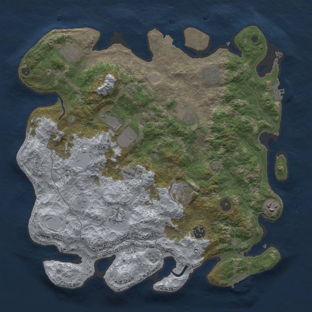 Rust Map: Procedural Map, Size: 4000, Seed: 172308229, 16 Monuments