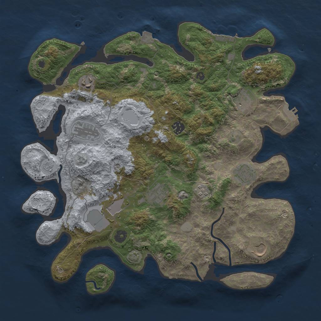 Rust Map: Procedural Map, Size: 3800, Seed: 96062167, 17 Monuments