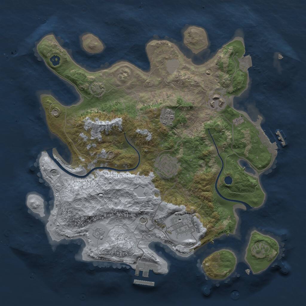 Rust Map: Procedural Map, Size: 3000, Seed: 1389226113, 10 Monuments