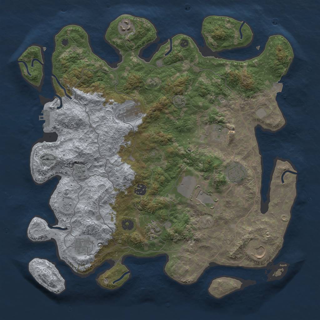 Rust Map: Procedural Map, Size: 4000, Seed: 1505825734, 17 Monuments