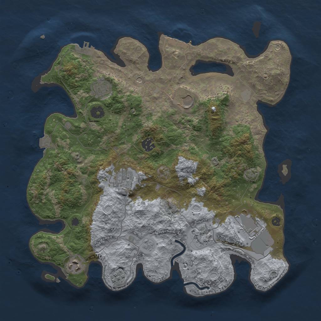 Rust Map: Procedural Map, Size: 3600, Seed: 66213892, 16 Monuments