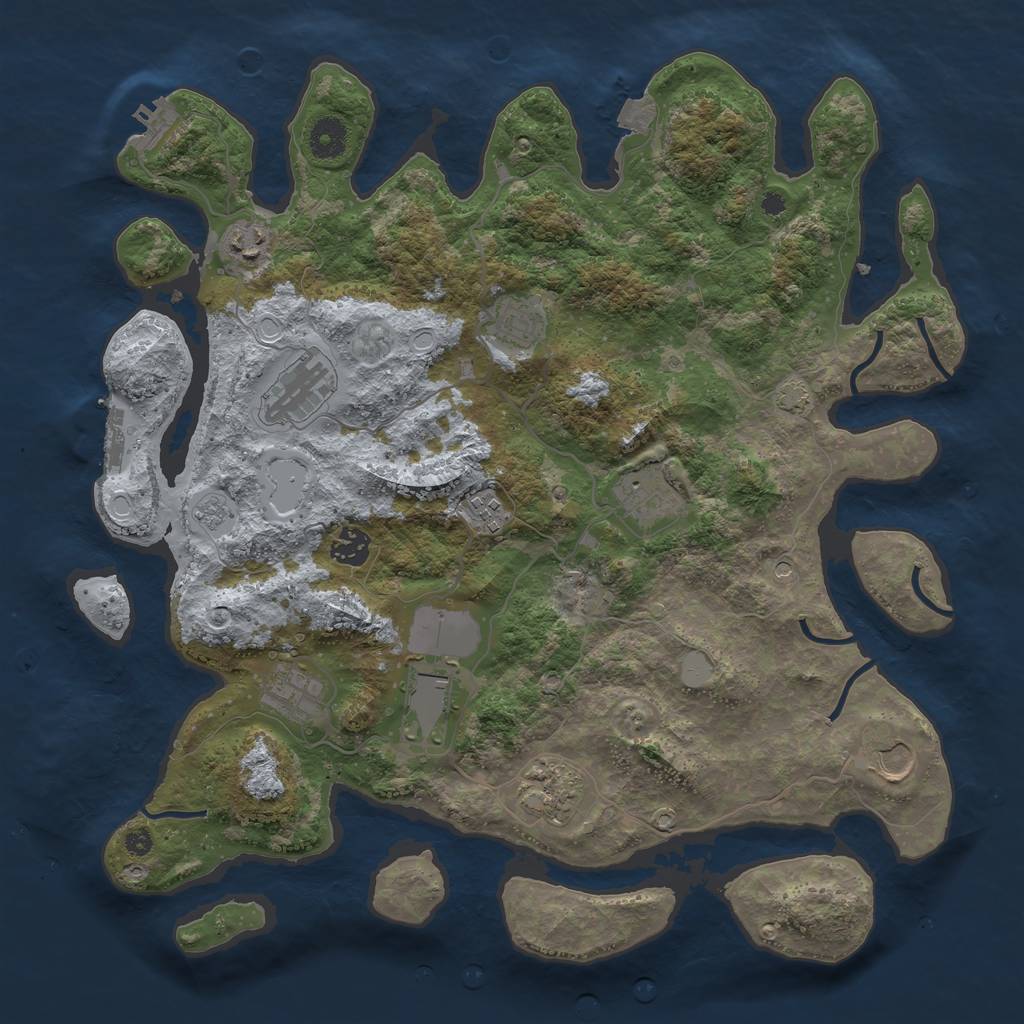 Rust Map: Procedural Map, Size: 3900, Seed: 67351299, 18 Monuments