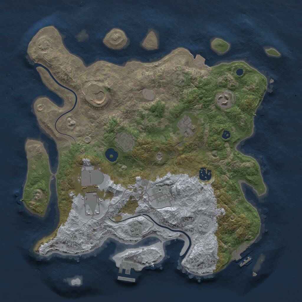 Rust Map: Procedural Map, Size: 3500, Seed: 1181721220, 14 Monuments