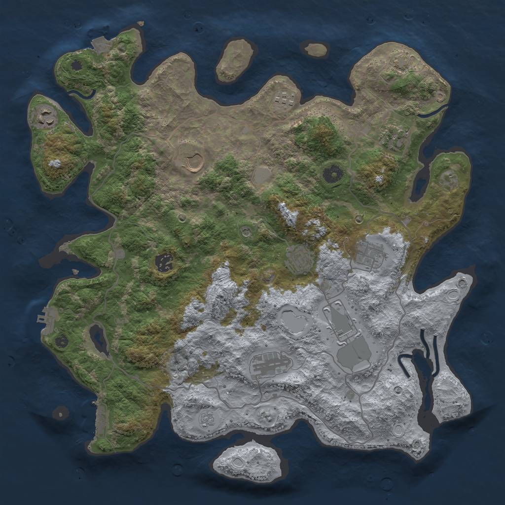 Rust Map: Procedural Map, Size: 4000, Seed: 19984363, 17 Monuments