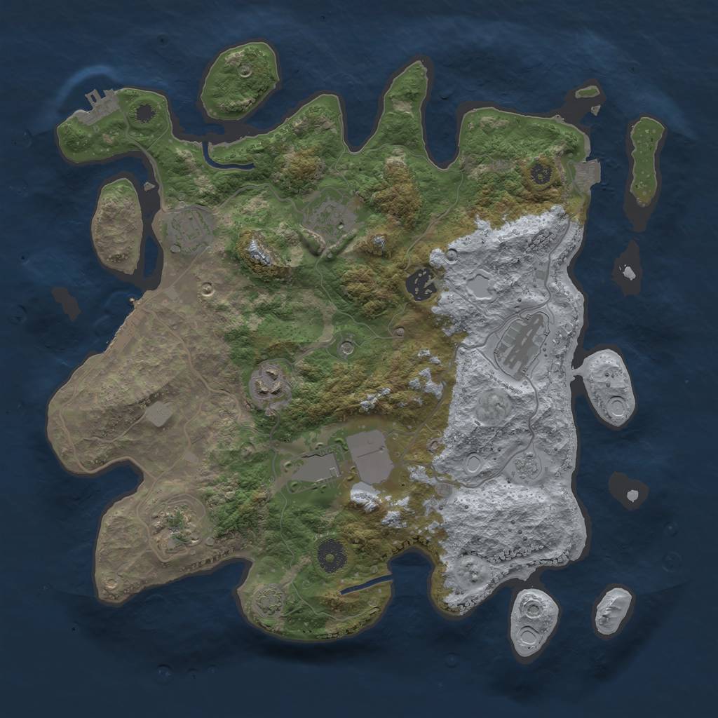Rust Map: Procedural Map, Size: 3500, Seed: 321245, 15 Monuments