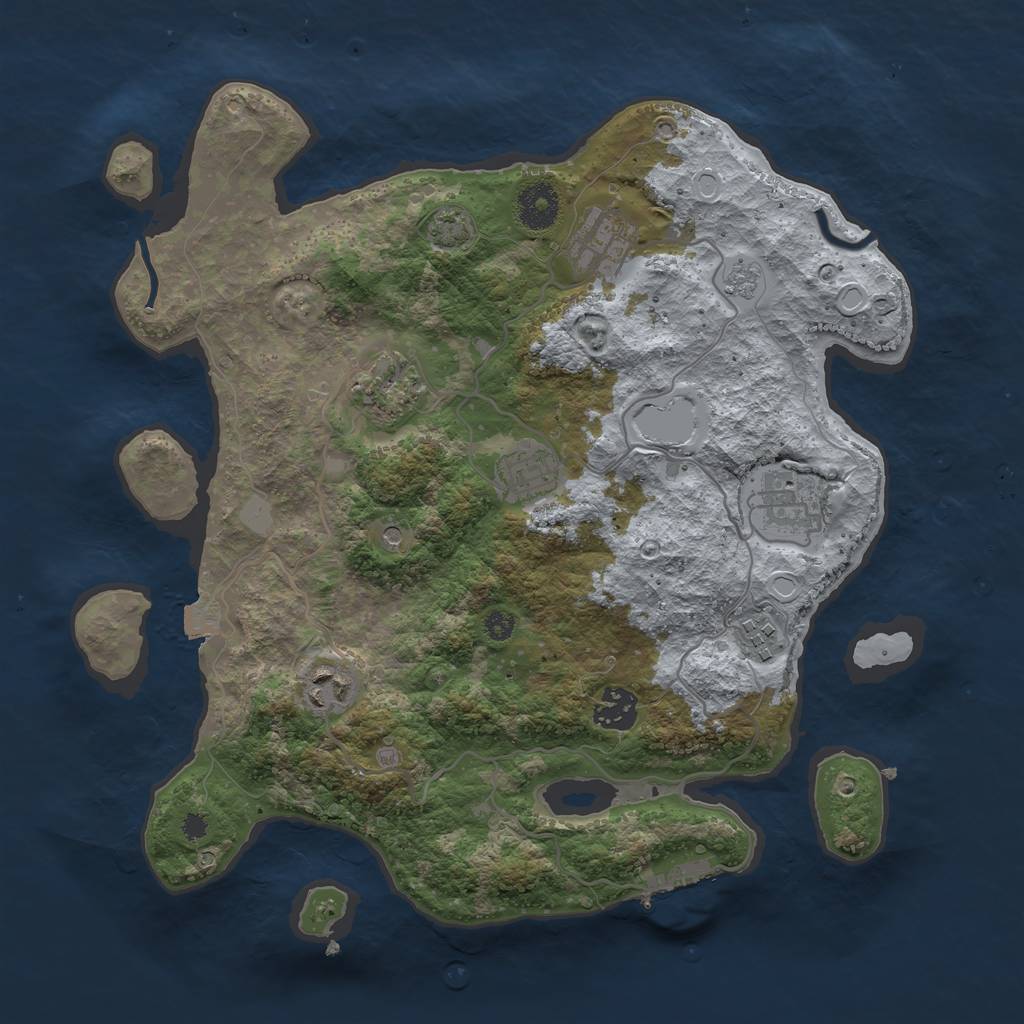 Rust Map: Procedural Map, Size: 3450, Seed: 81628576, 14 Monuments
