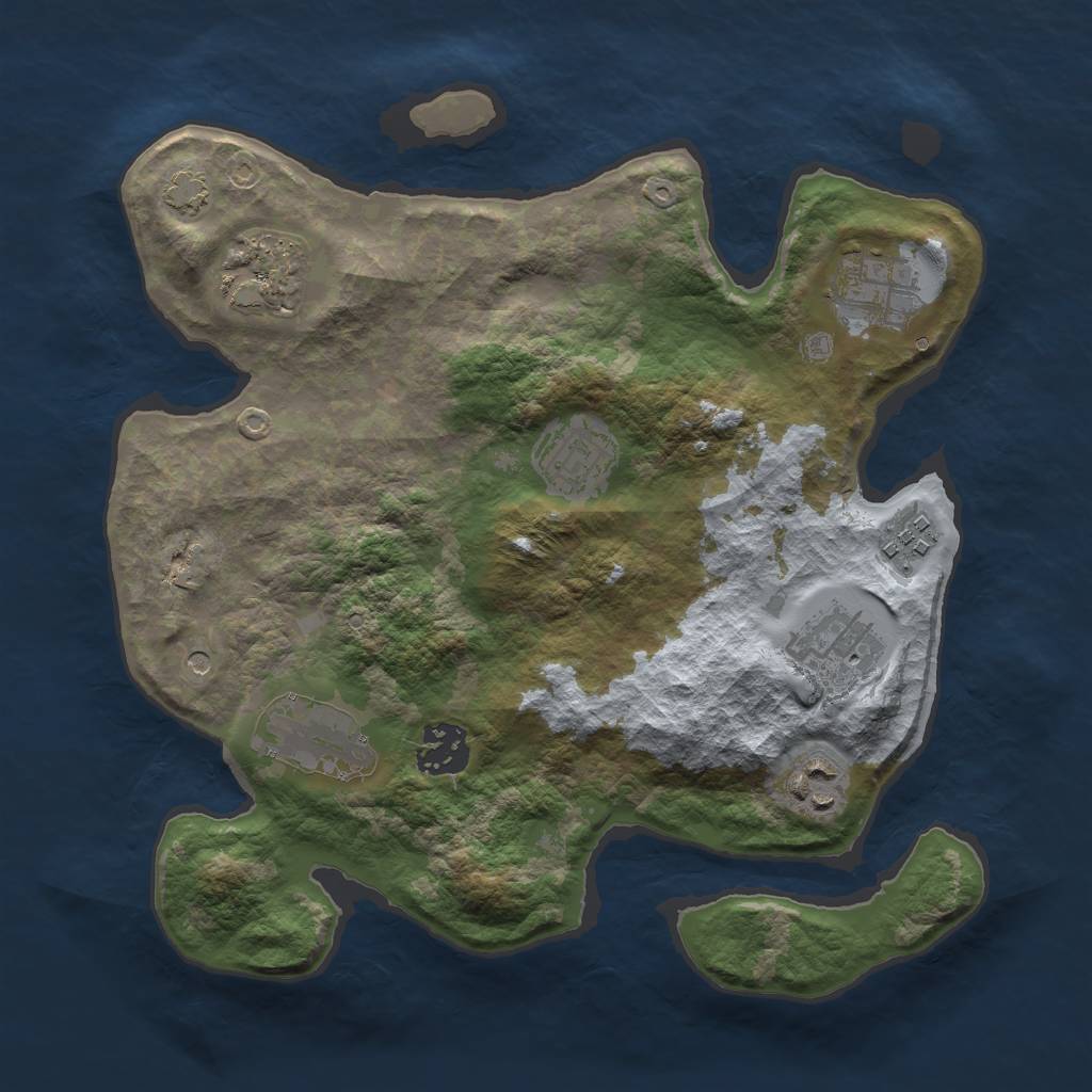 Rust Map: Barren, Size: 3000, Seed: 1884060972, 12 Monuments