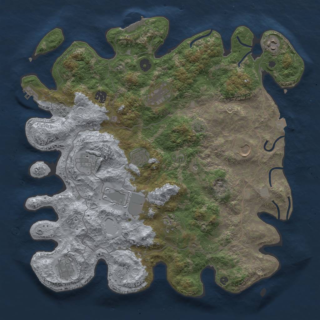 Rust Map: Procedural Map, Size: 4000, Seed: 3444671, 18 Monuments