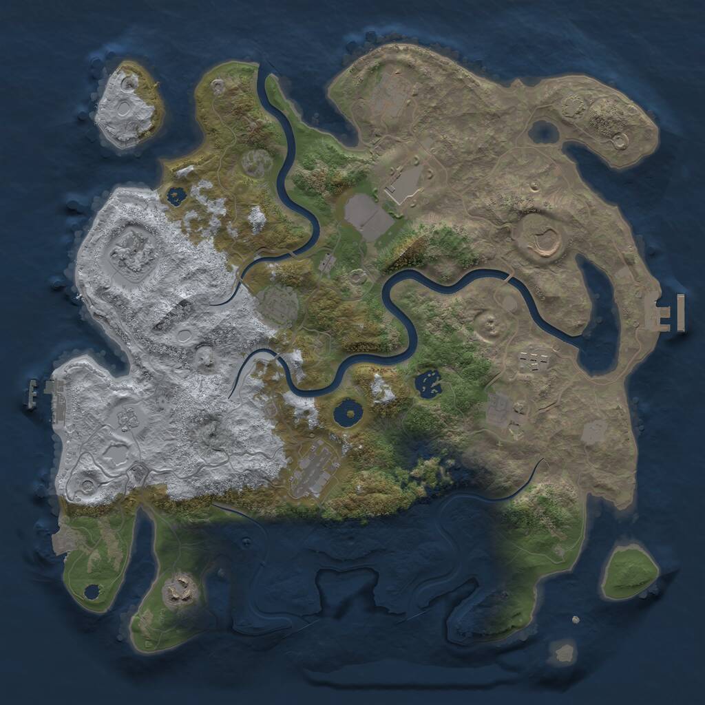 Rust Map: Procedural Map, Size: 3800, Seed: 70662863, 16 Monuments