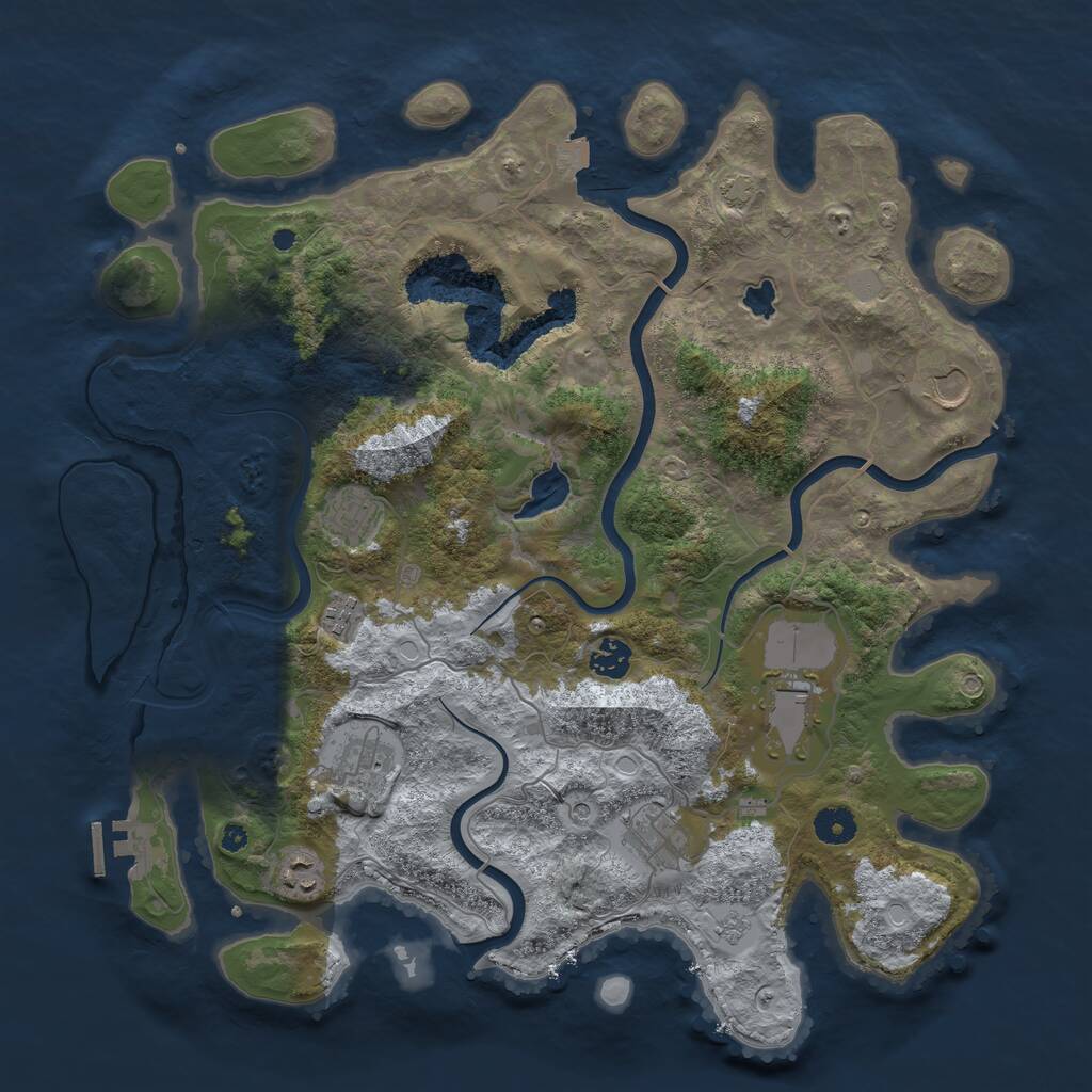 Rust Map: Procedural Map, Size: 4050, Seed: 645886329, 13 Monuments