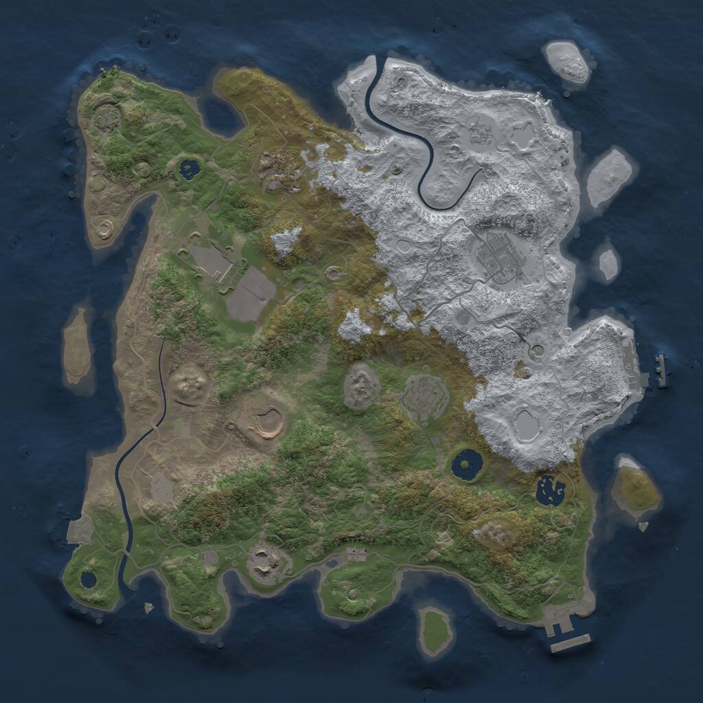 Rust Map: Procedural Map, Size: 3500, Seed: 1730238331, 13 Monuments