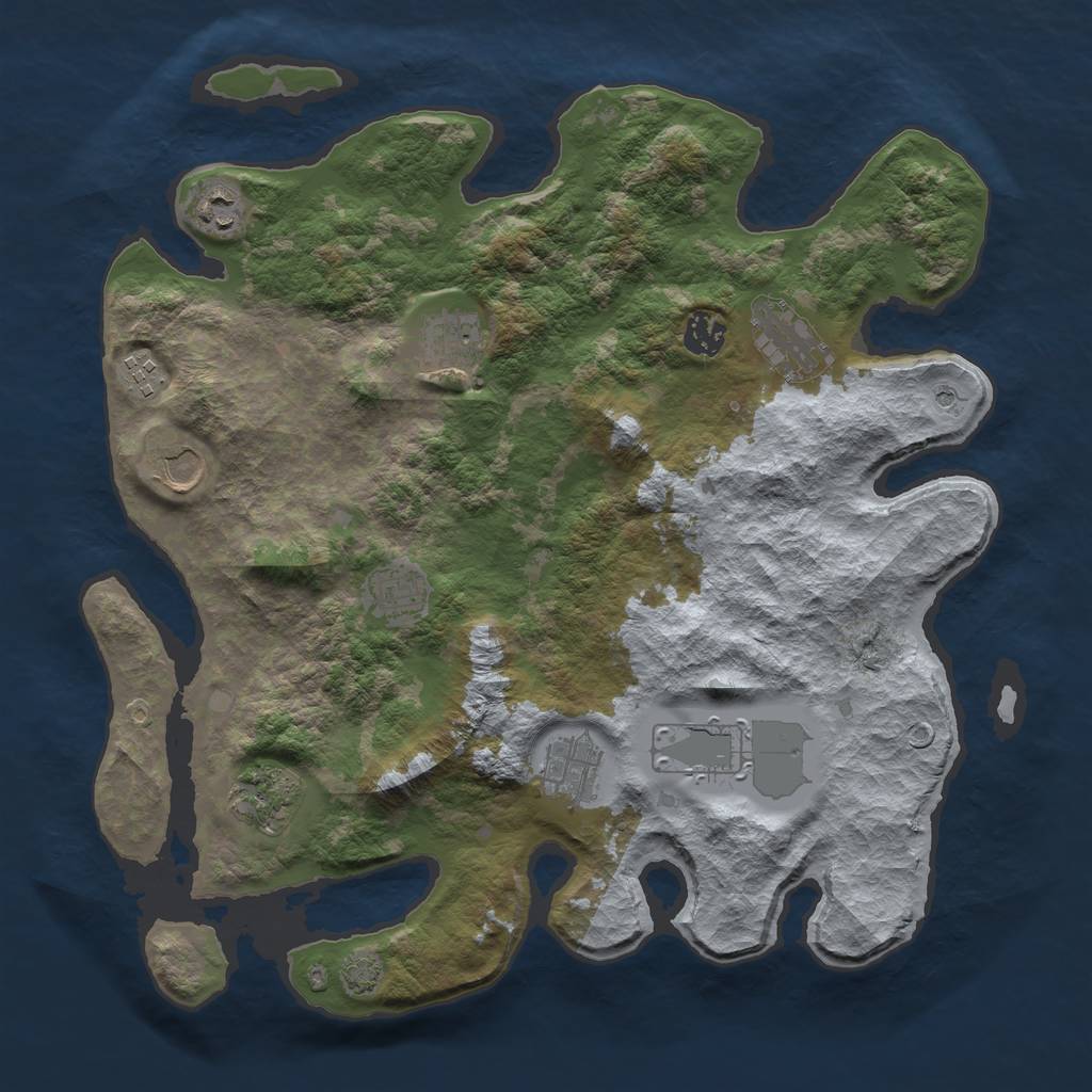 Rust Map: Barren, Size: 3800, Seed: 10, 14 Monuments