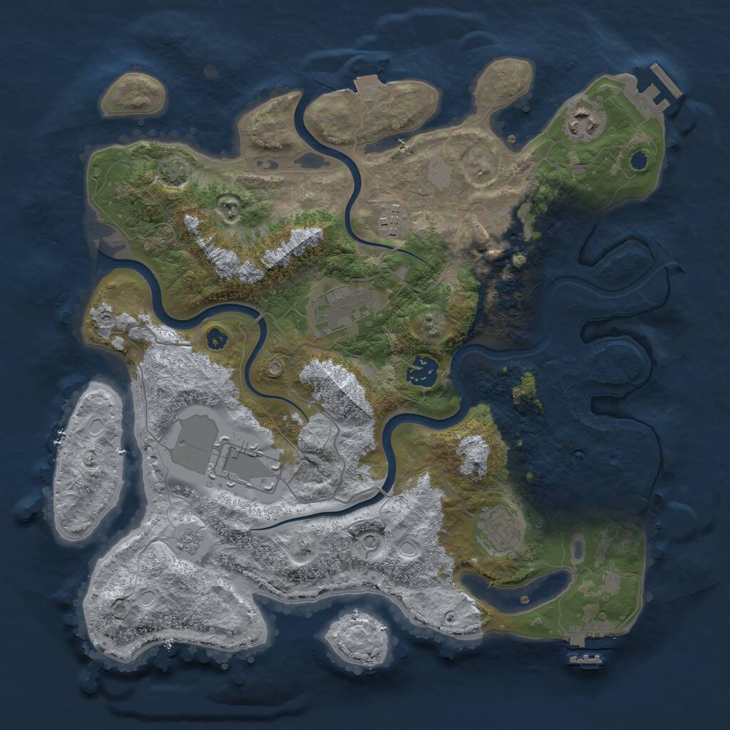 Rust Map: Procedural Map, Size: 3500, Seed: 937224713, 13 Monuments