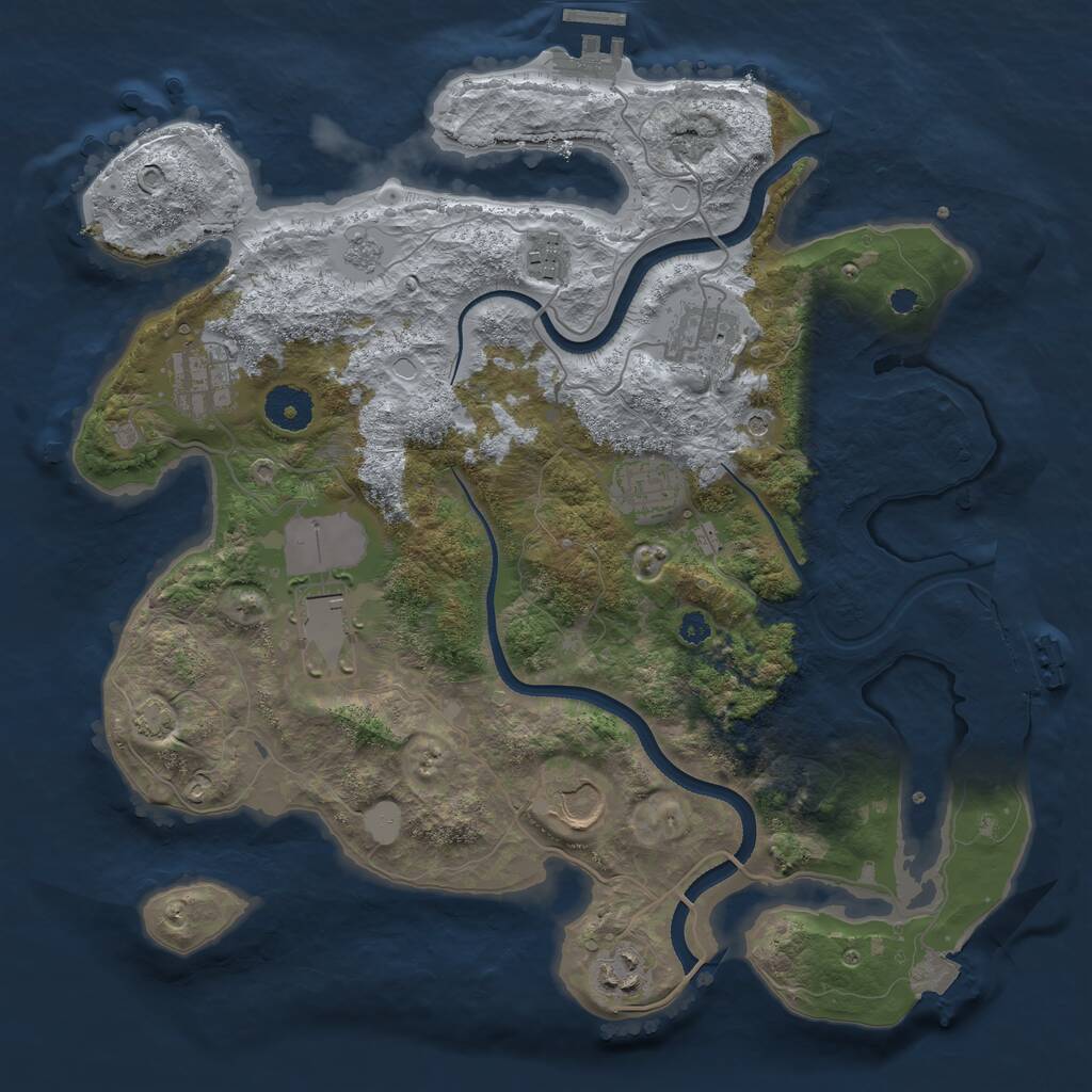 Rust Map: Procedural Map, Size: 3500, Seed: 2045733725, 13 Monuments
