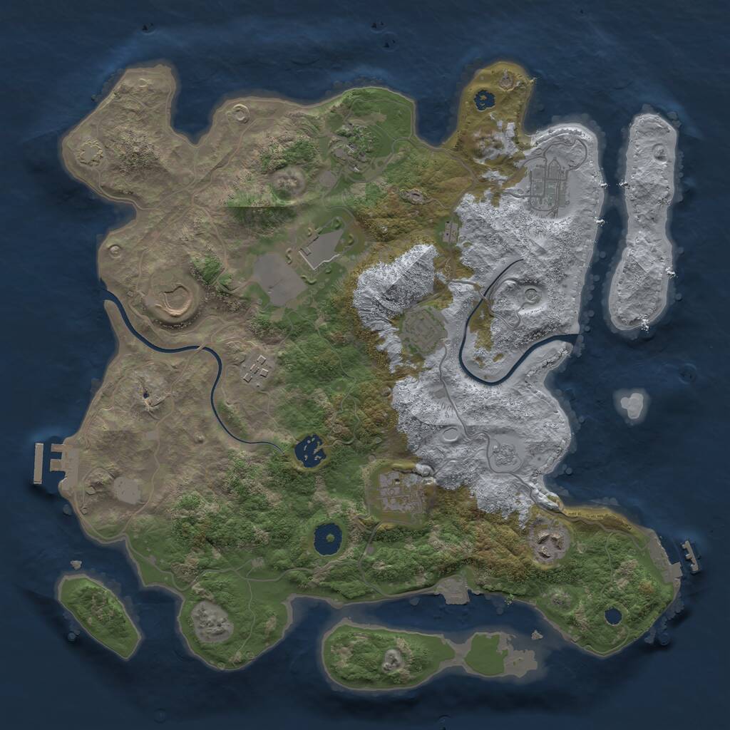 Rust Map: Procedural Map, Size: 3600, Seed: 5695107, 15 Monuments