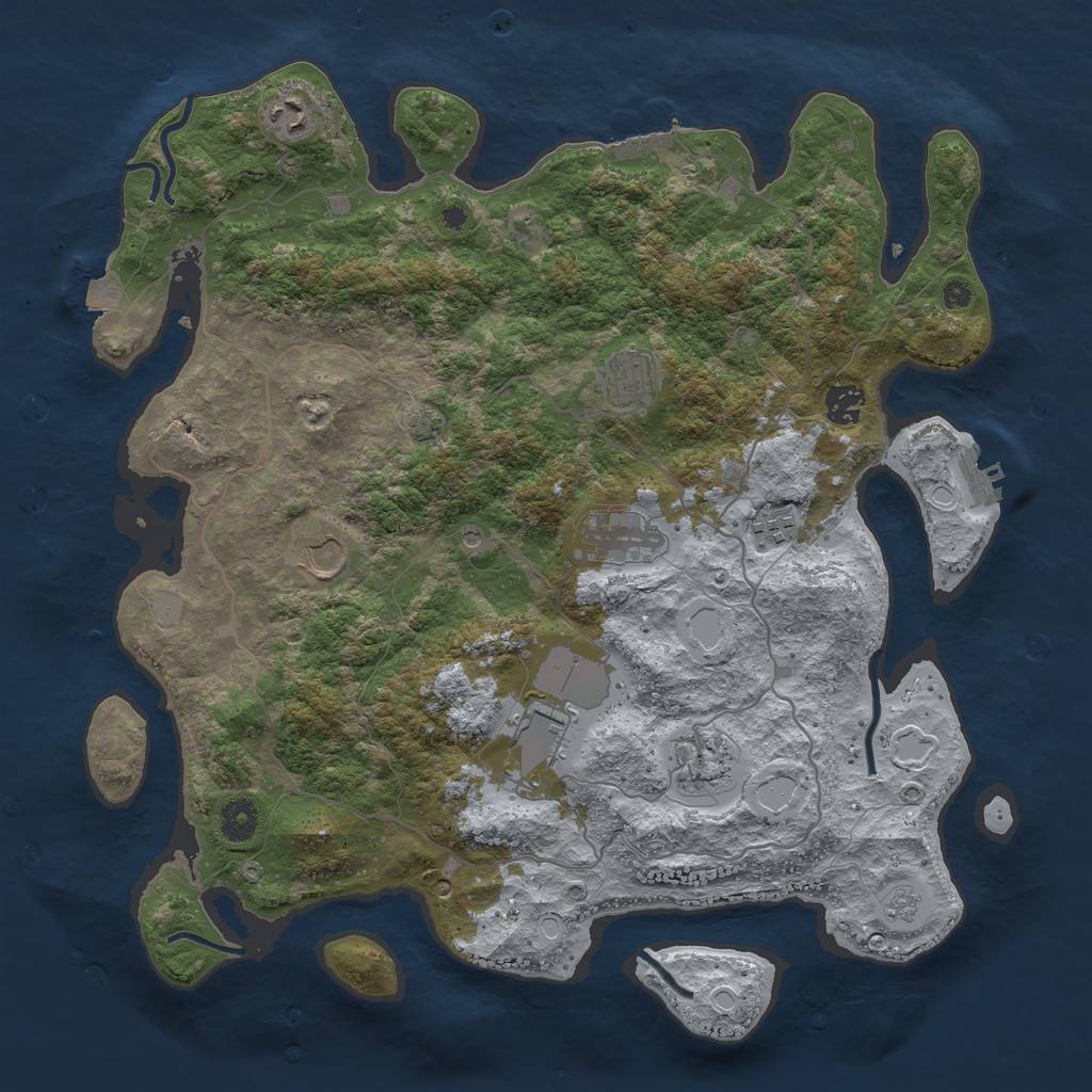 Rust Map: Procedural Map, Size: 4000, Seed: 192263, 16 Monuments