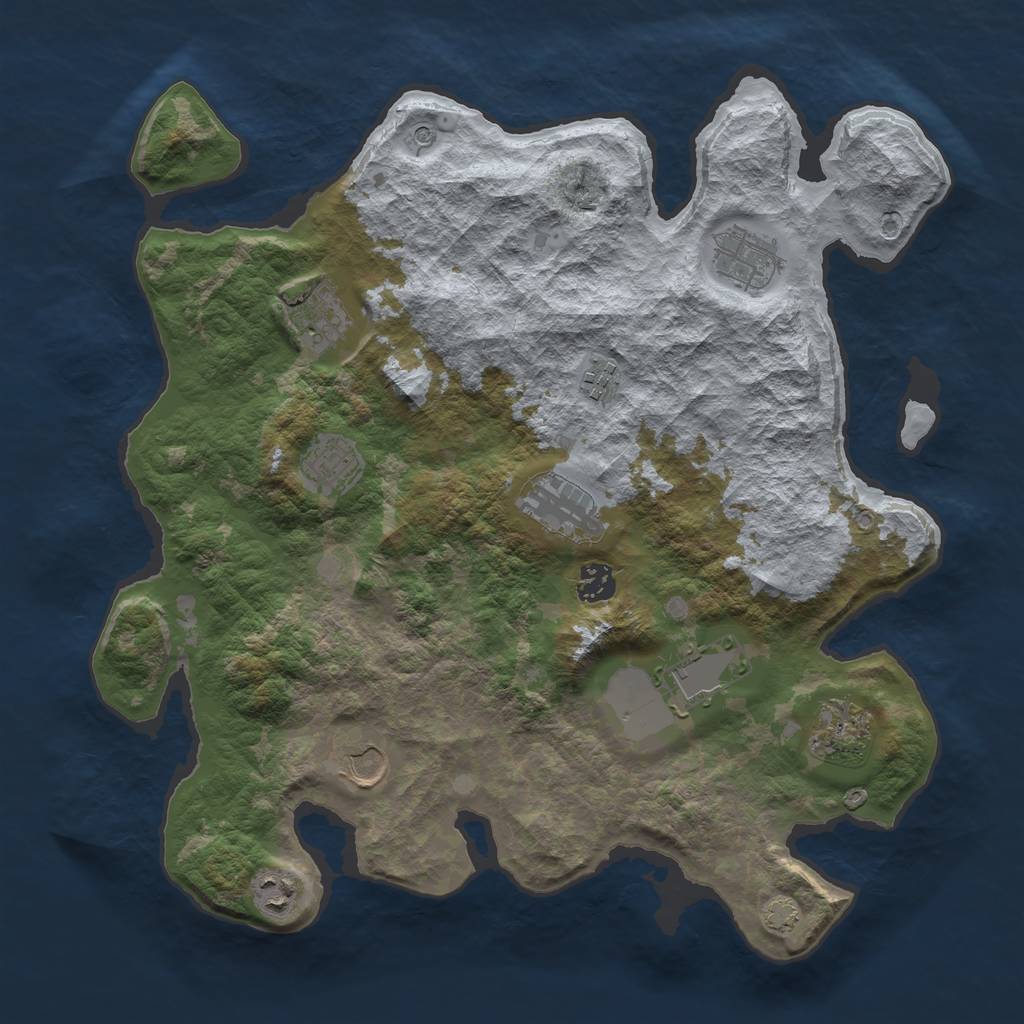 Rust Map: Barren, Size: 3800, Seed: 99, 14 Monuments