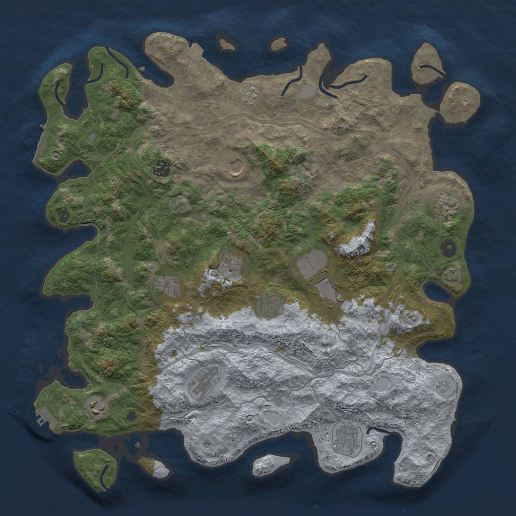 Rust Map: Procedural Map, Size: 4500, Seed: 231297074, 19 Monuments