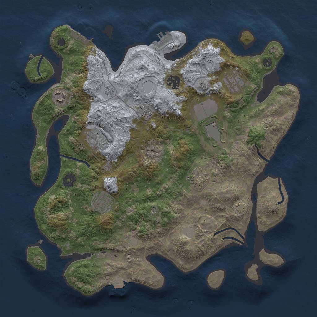 Rust Map: Procedural Map, Size: 3500, Seed: 764849239, 16 Monuments