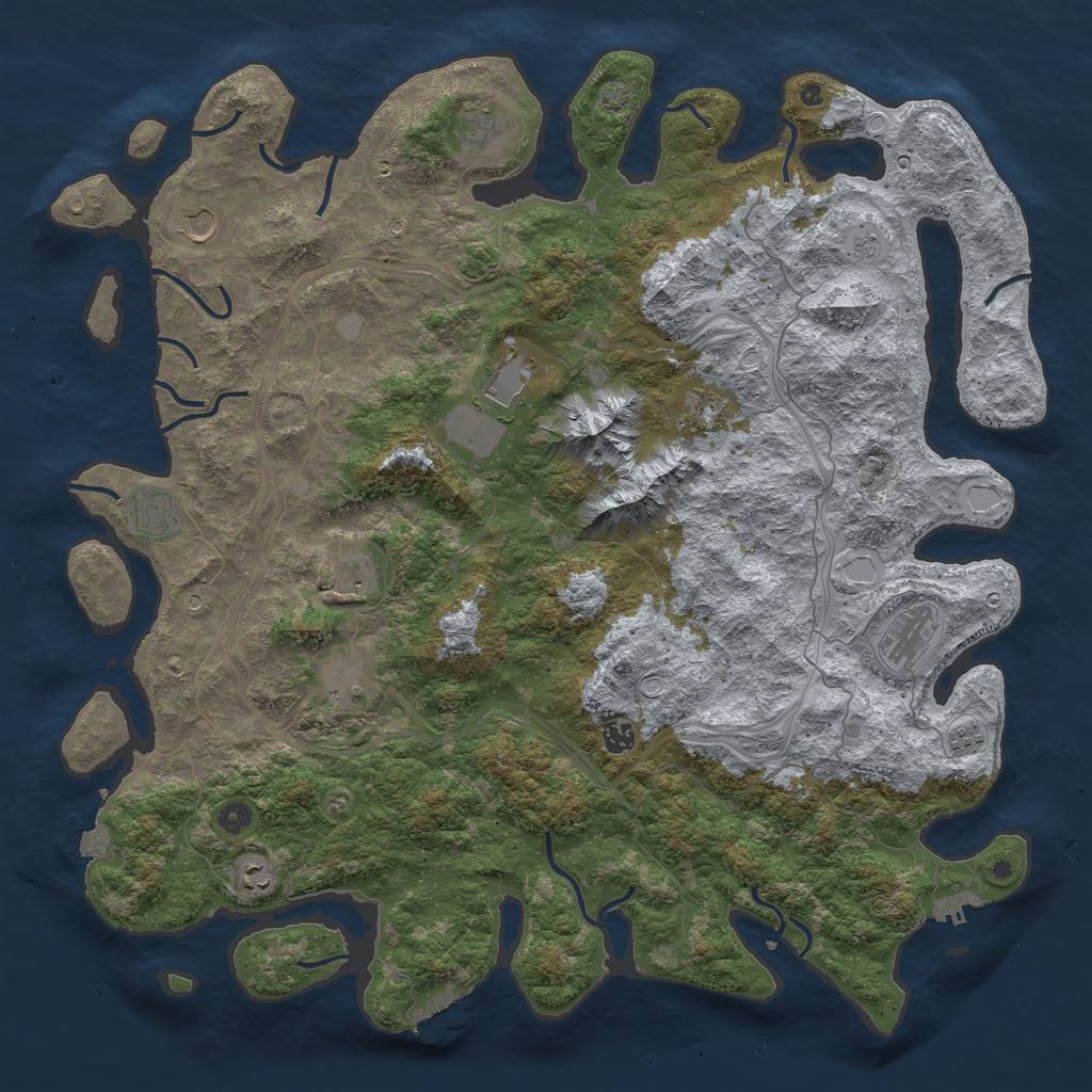 Rust Map: Procedural Map, Size: 5000, Seed: 1734449710, 19 Monuments