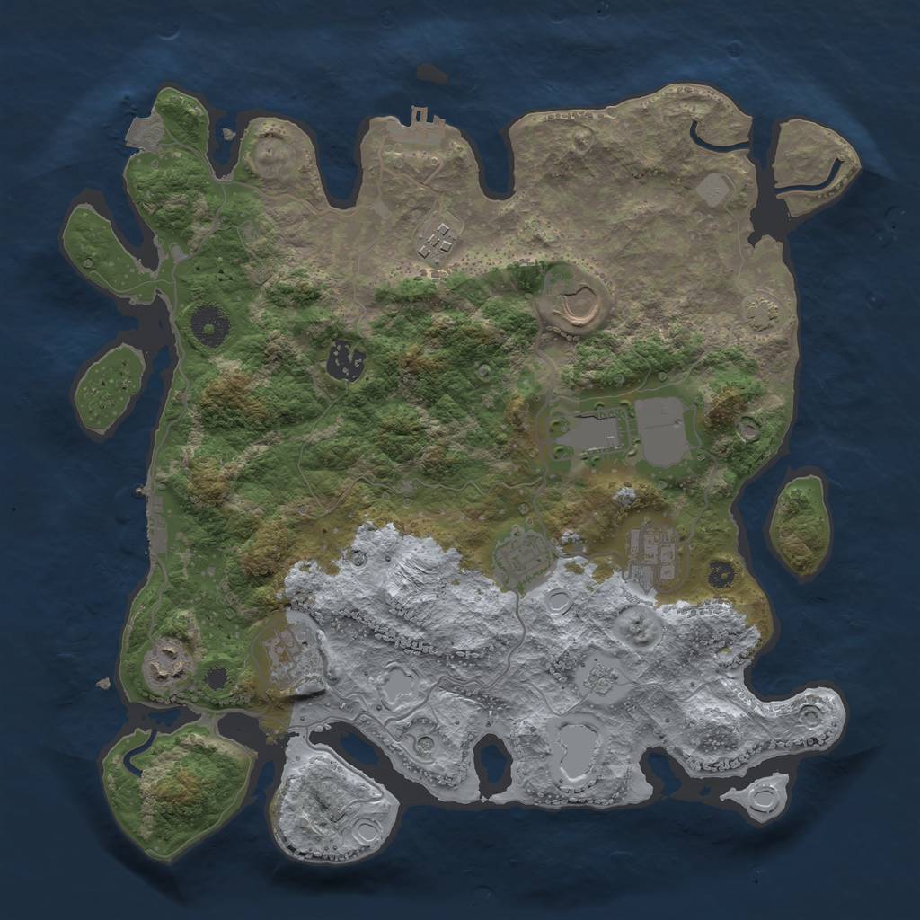 Rust Map: Procedural Map, Size: 3500, Seed: 1151642906, 16 Monuments