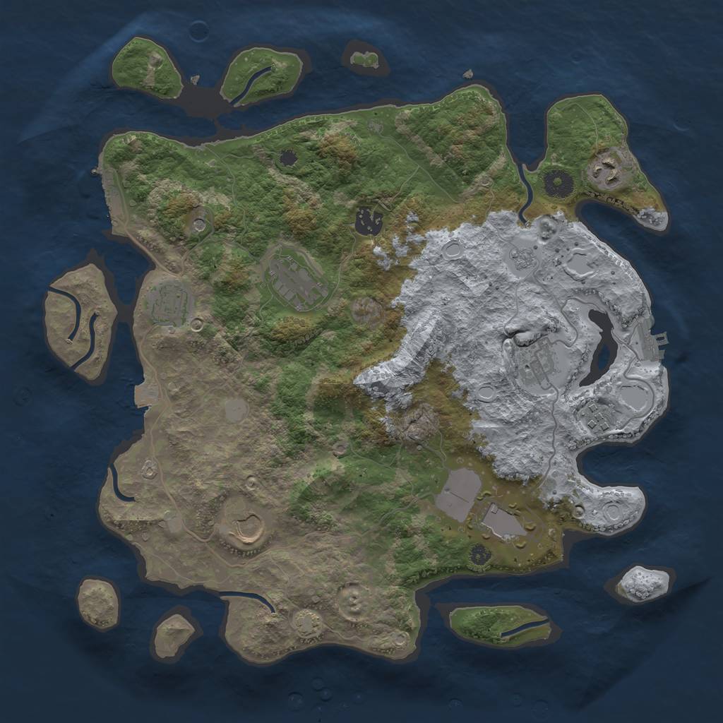 Rust Map: Procedural Map, Size: 3700, Seed: 342360974, 16 Monuments