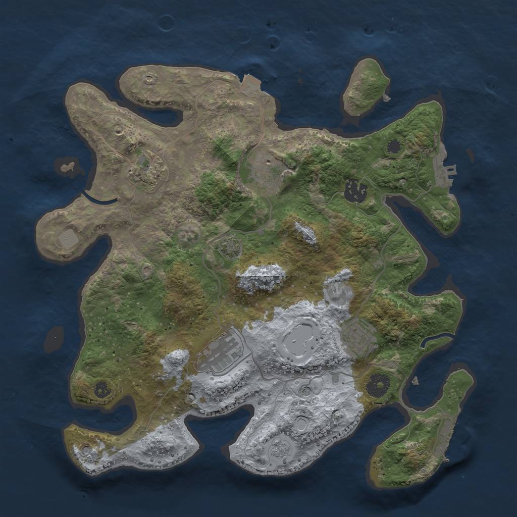 Rust Map: Procedural Map, Size: 3250, Seed: 71397744, 13 Monuments