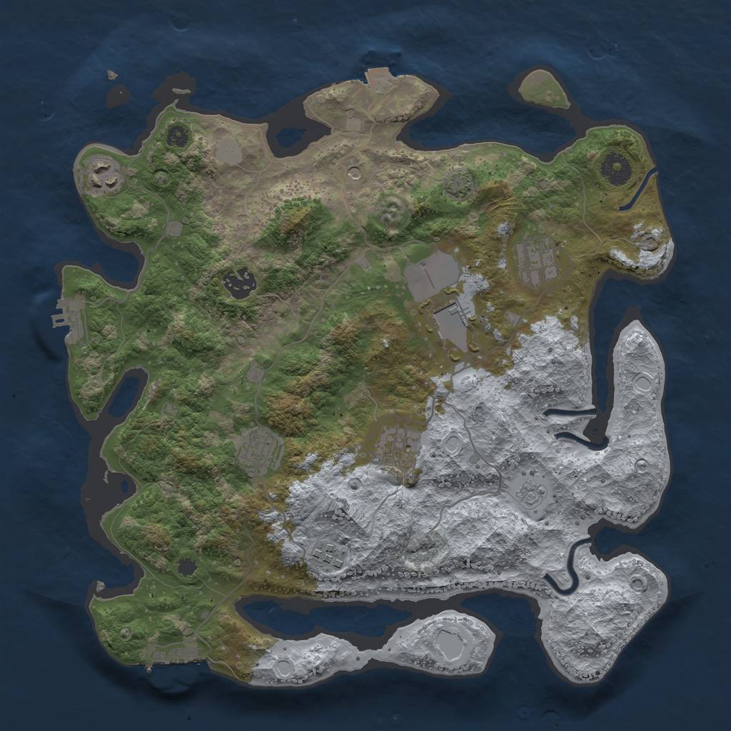 Rust Map: Procedural Map, Size: 3500, Seed: 674344431, 15 Monuments
