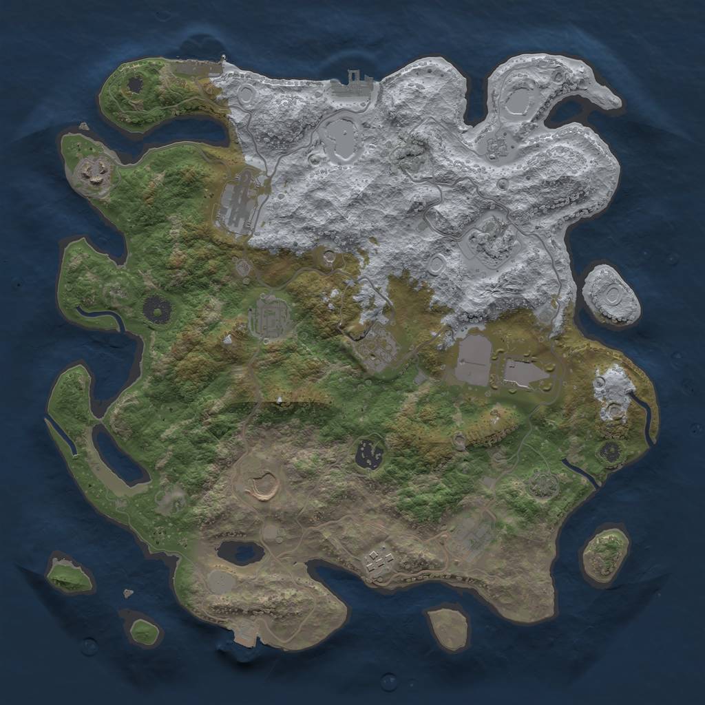 Rust Map: Procedural Map, Size: 3700, Seed: 782273925, 18 Monuments