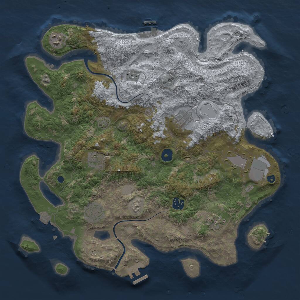 Rust Map: Procedural Map, Size: 3700, Seed: 782273925, 14 Monuments