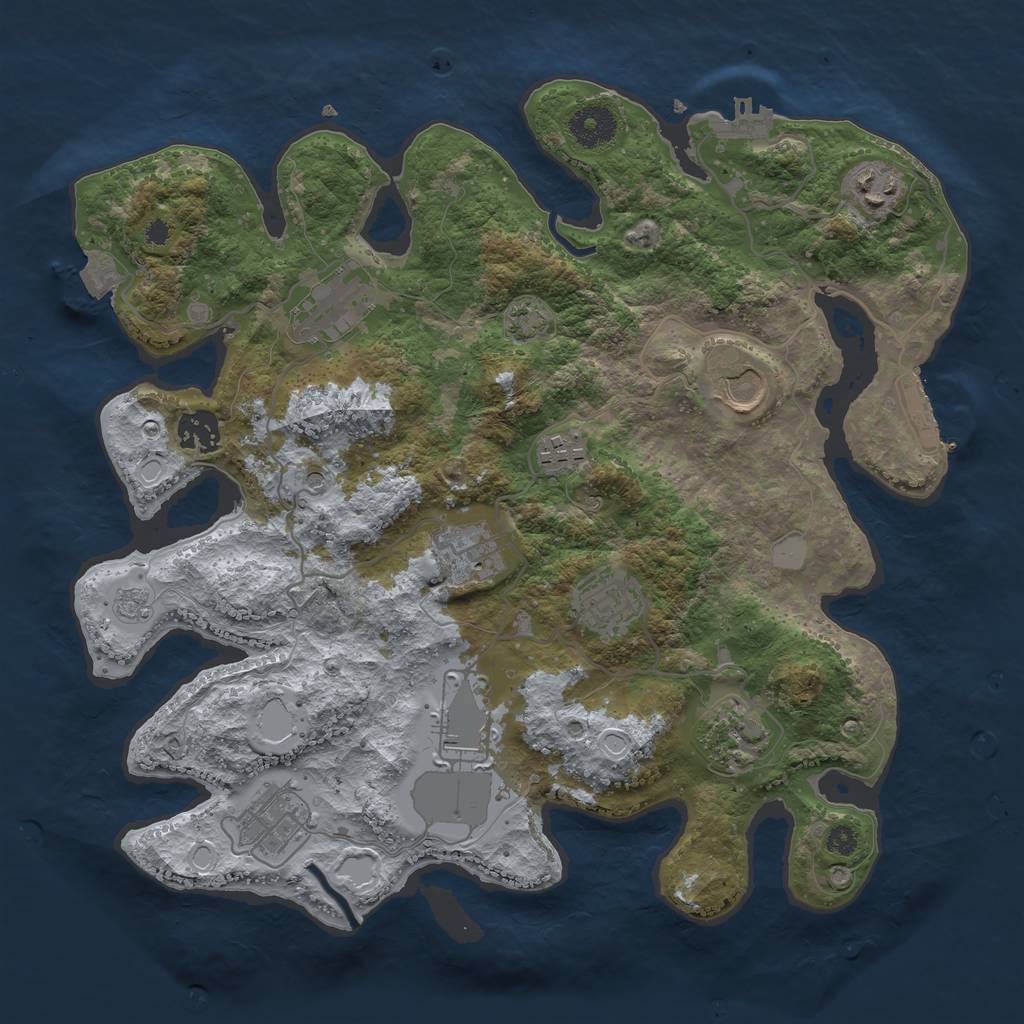 Rust Map: Procedural Map, Size: 3500, Seed: 130494819, 18 Monuments