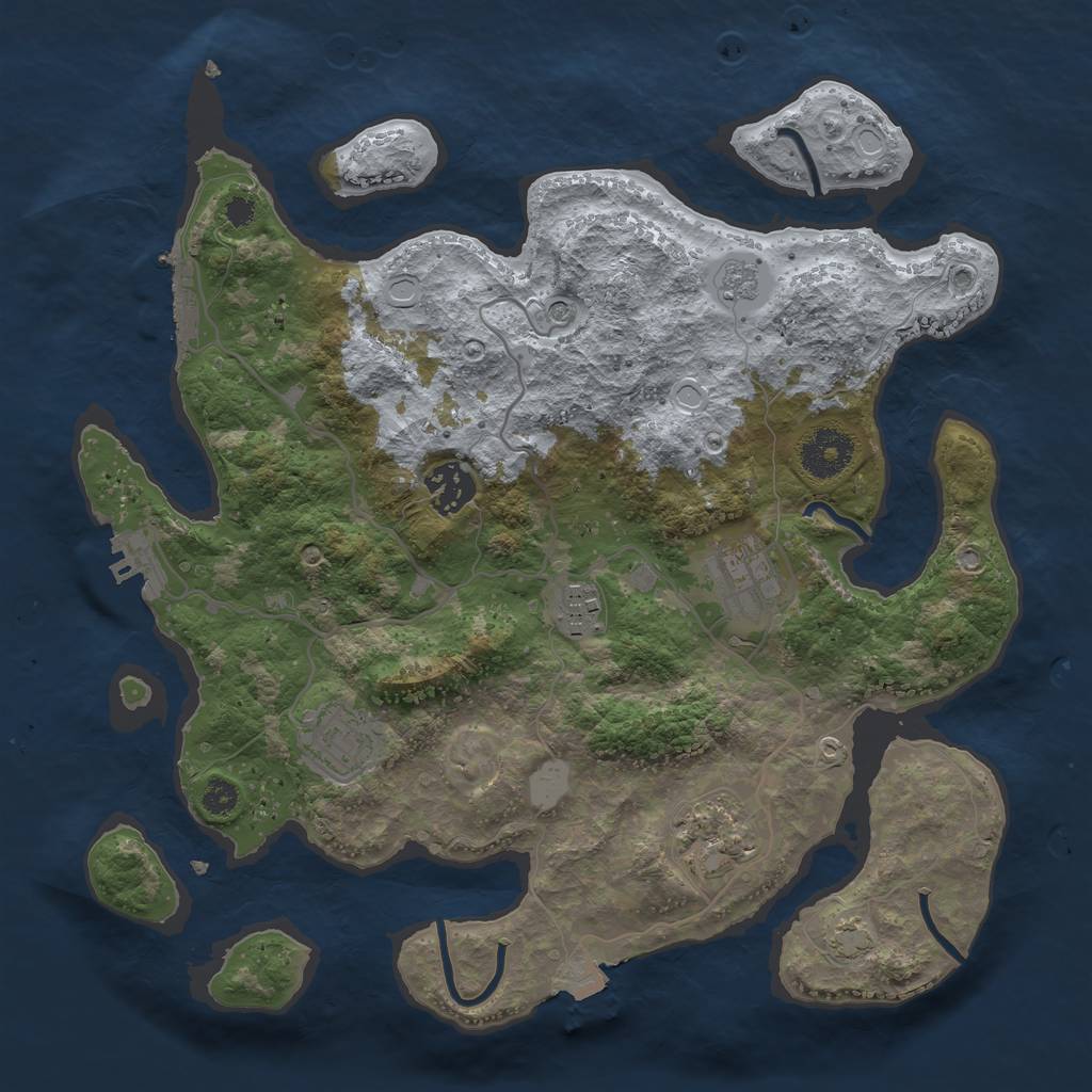 Rust Map: Procedural Map, Size: 3250, Seed: 1240868371, 13 Monuments