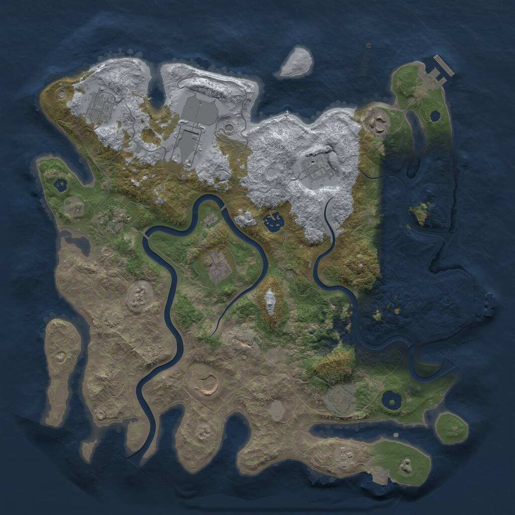 Rust Map: Procedural Map, Size: 3900, Seed: 876543210, 15 Monuments
