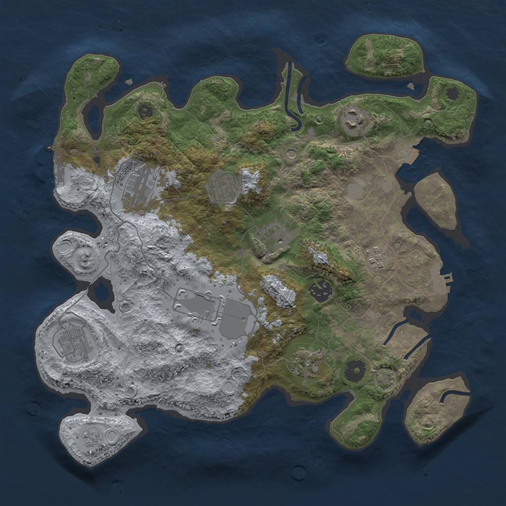 Rust Map: Procedural Map, Size: 3500, Seed: 1531851454, 17 Monuments