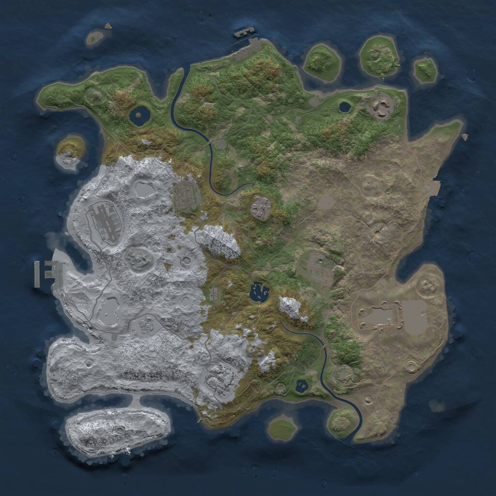 Rust Map: Procedural Map, Size: 3750, Seed: 1452762637, 14 Monuments