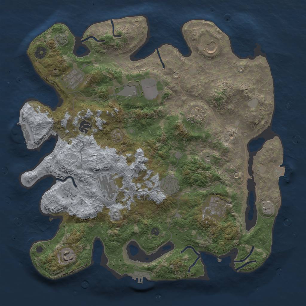 Rust Map: Procedural Map, Size: 3750, Seed: 310444, 18 Monuments