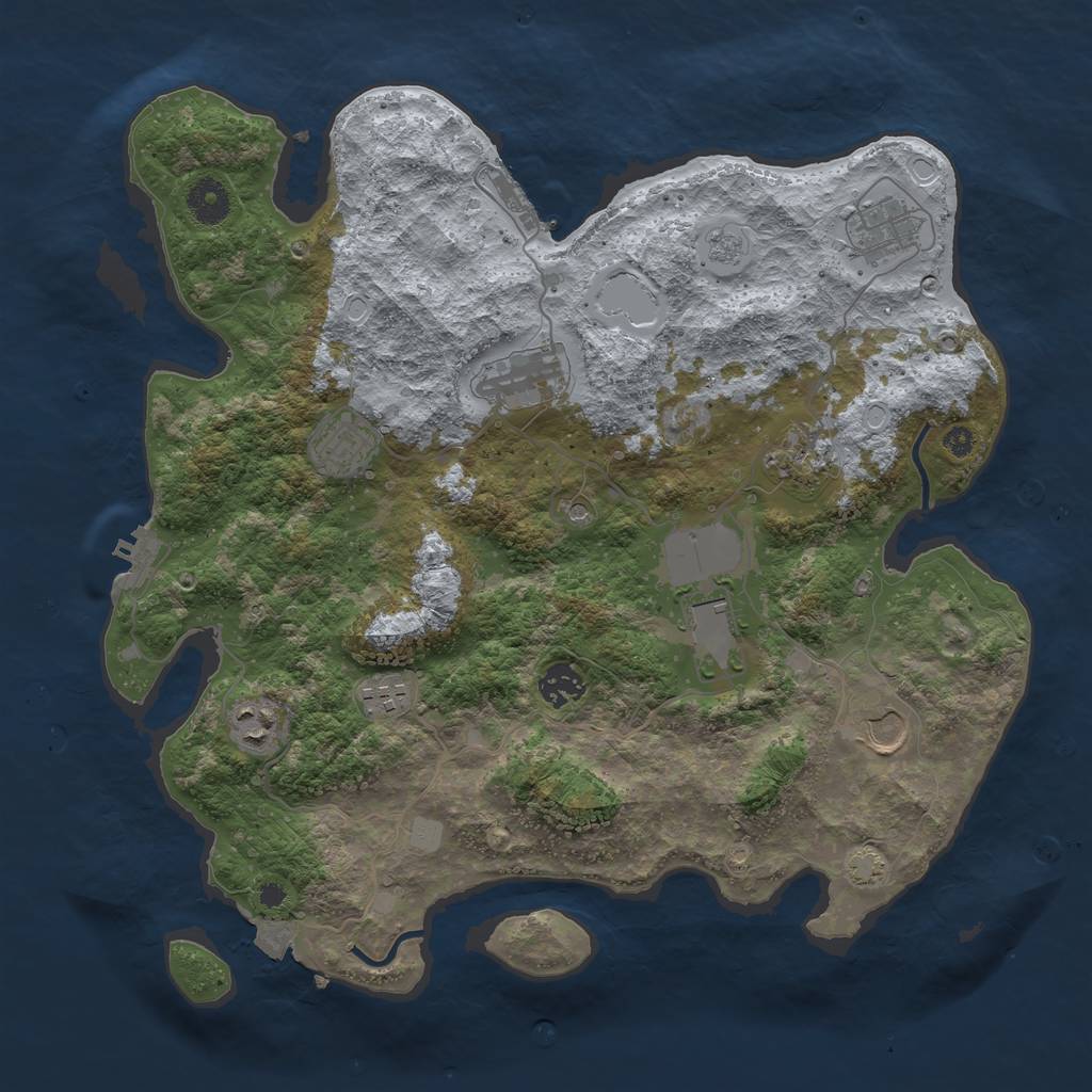 Rust Map: Procedural Map, Size: 3750, Seed: 653361842, 17 Monuments