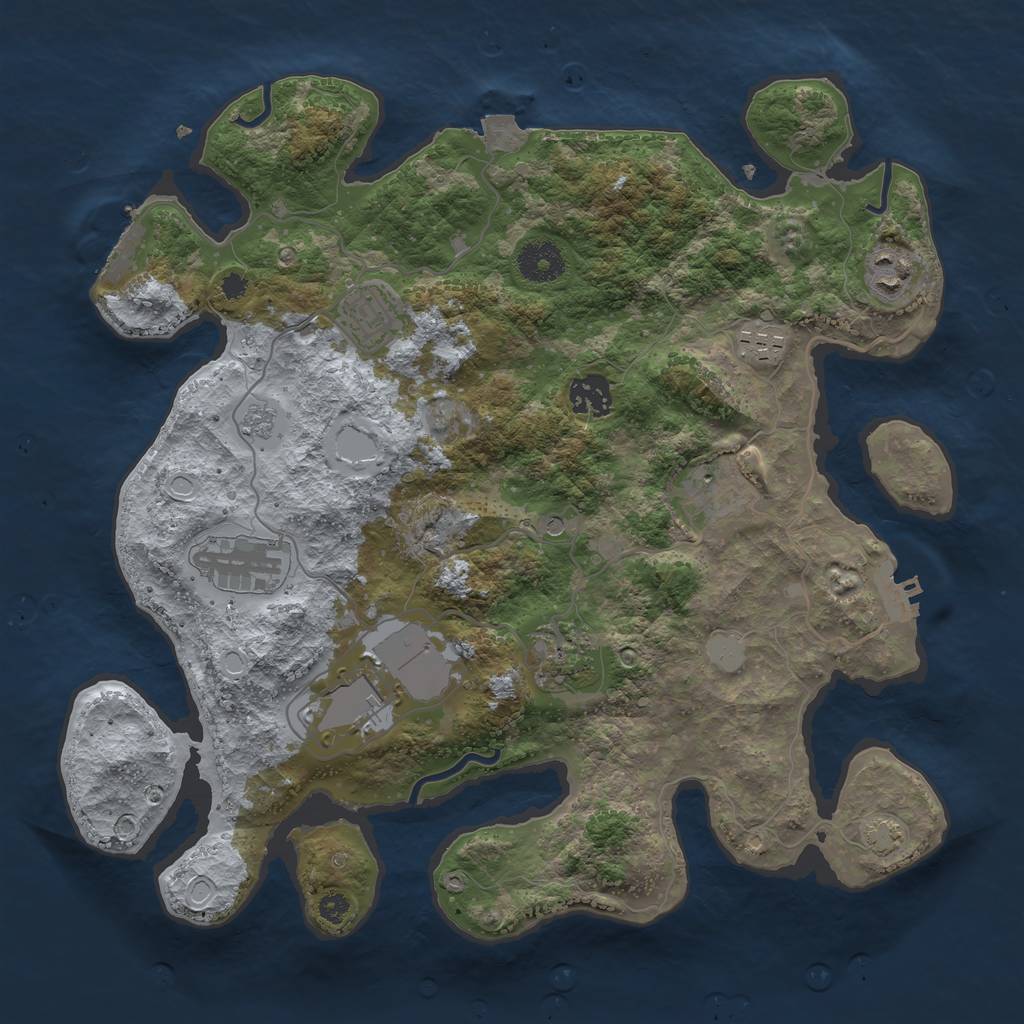 Rust Map: Procedural Map, Size: 3500, Seed: 361102476, 16 Monuments