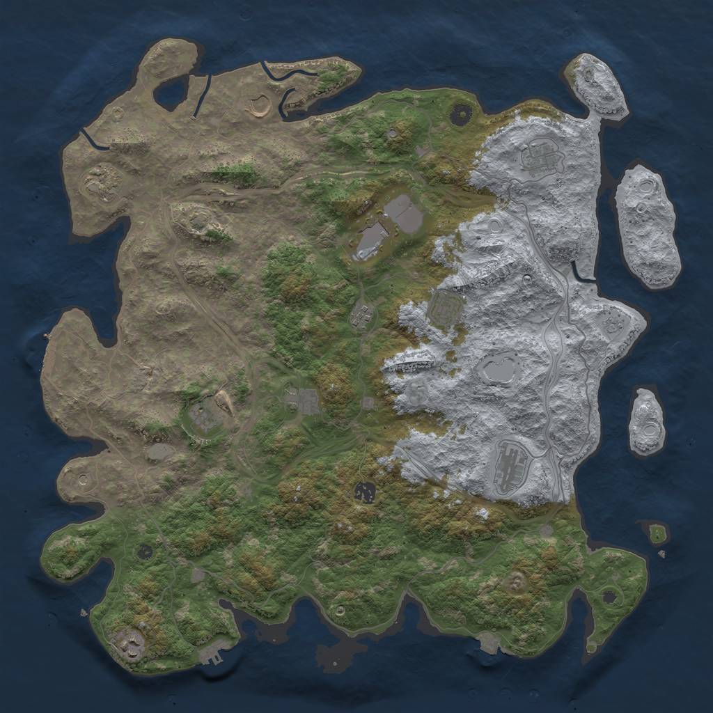 Rust Map: Procedural Map, Size: 4800, Seed: 1350202392, 19 Monuments