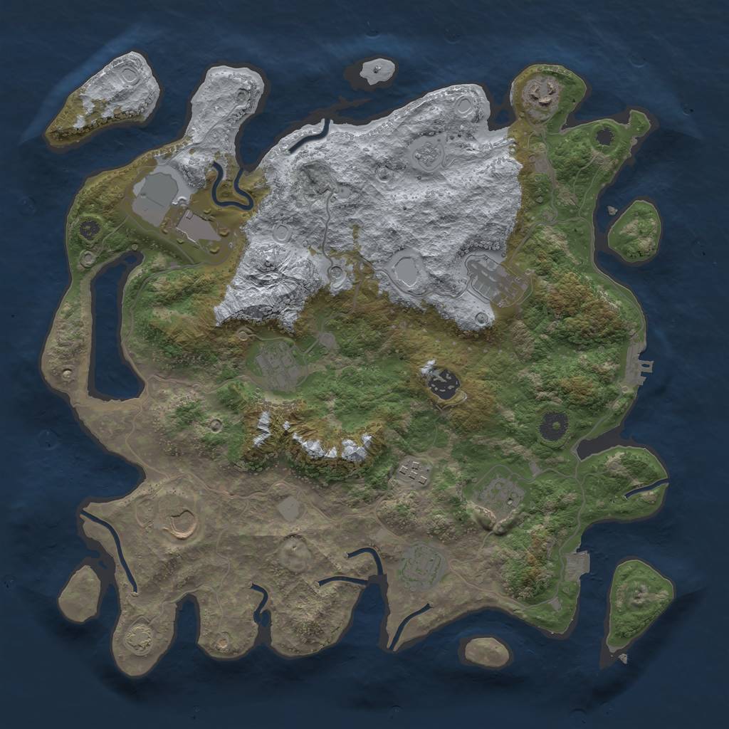 Rust Map: Procedural Map, Size: 3800, Seed: 16354334, 16 Monuments