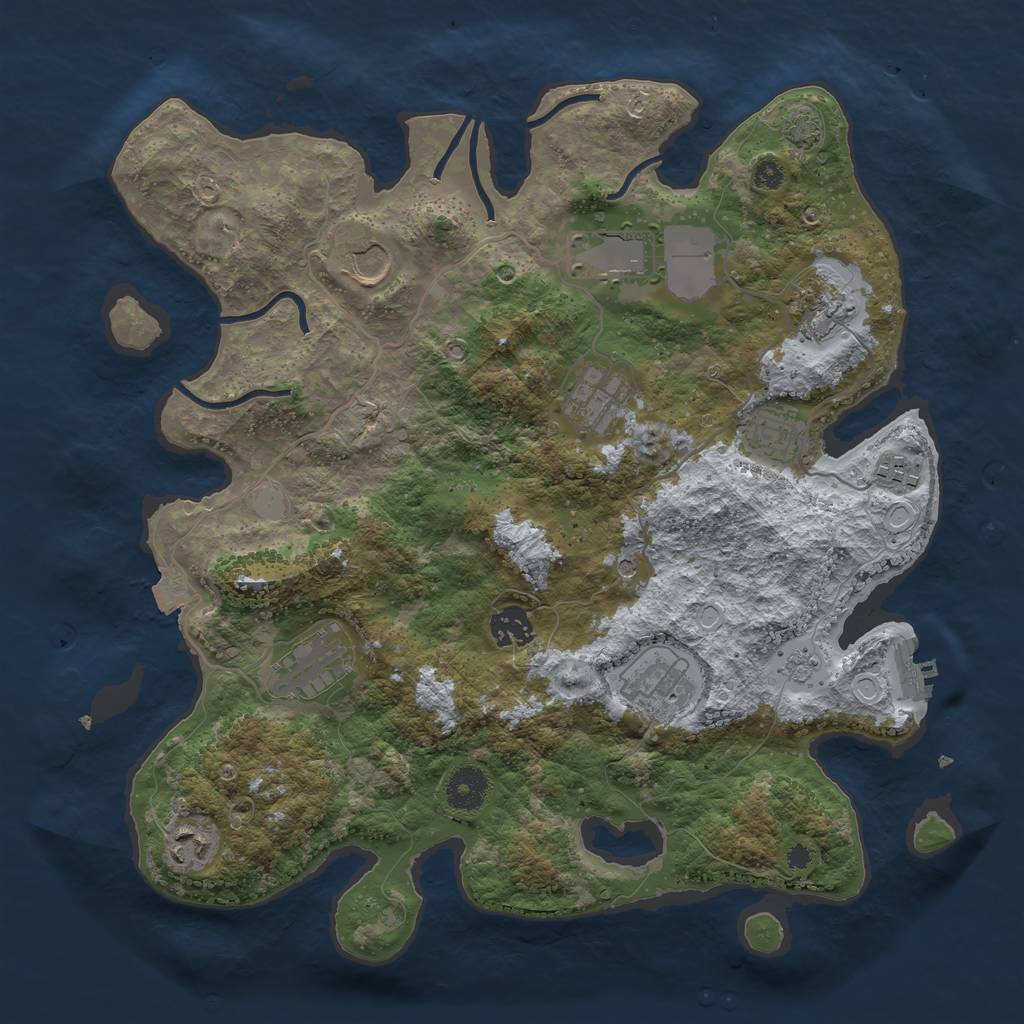 Rust Map: Procedural Map, Size: 3650, Seed: 1445502464, 17 Monuments