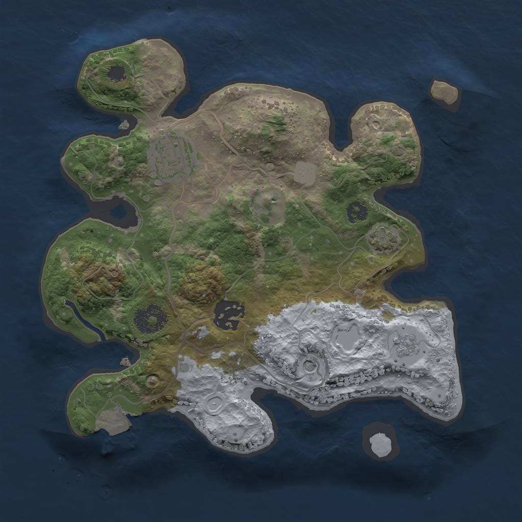 Rust Map: Procedural Map, Size: 2500, Seed: 52858920, 8 Monuments