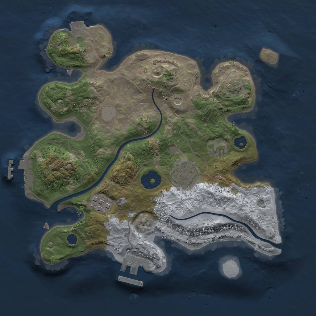 Rust Map: Procedural Map, Size: 2500, Seed: 52858920, 7 Monuments