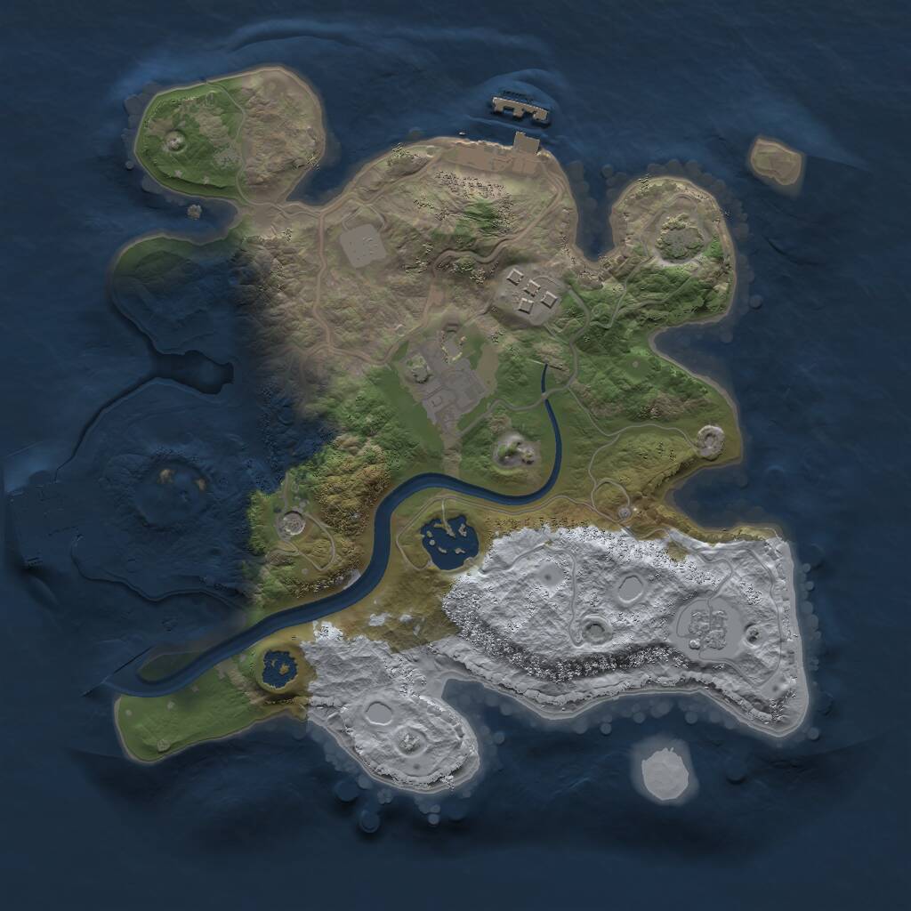 Rust Map: Procedural Map, Size: 2500, Seed: 52858920, 9 Monuments