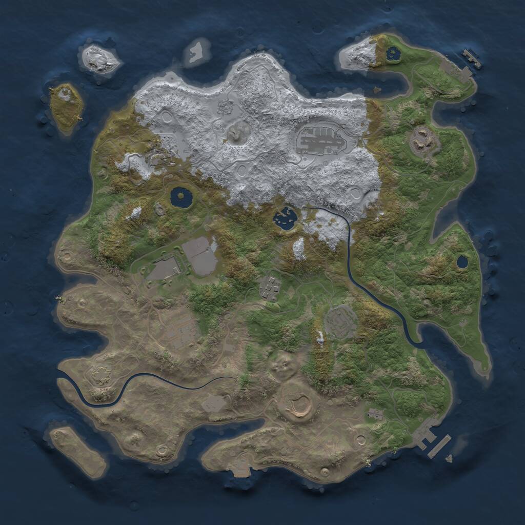 Rust Map: Procedural Map, Size: 3600, Seed: 1975445265, 15 Monuments