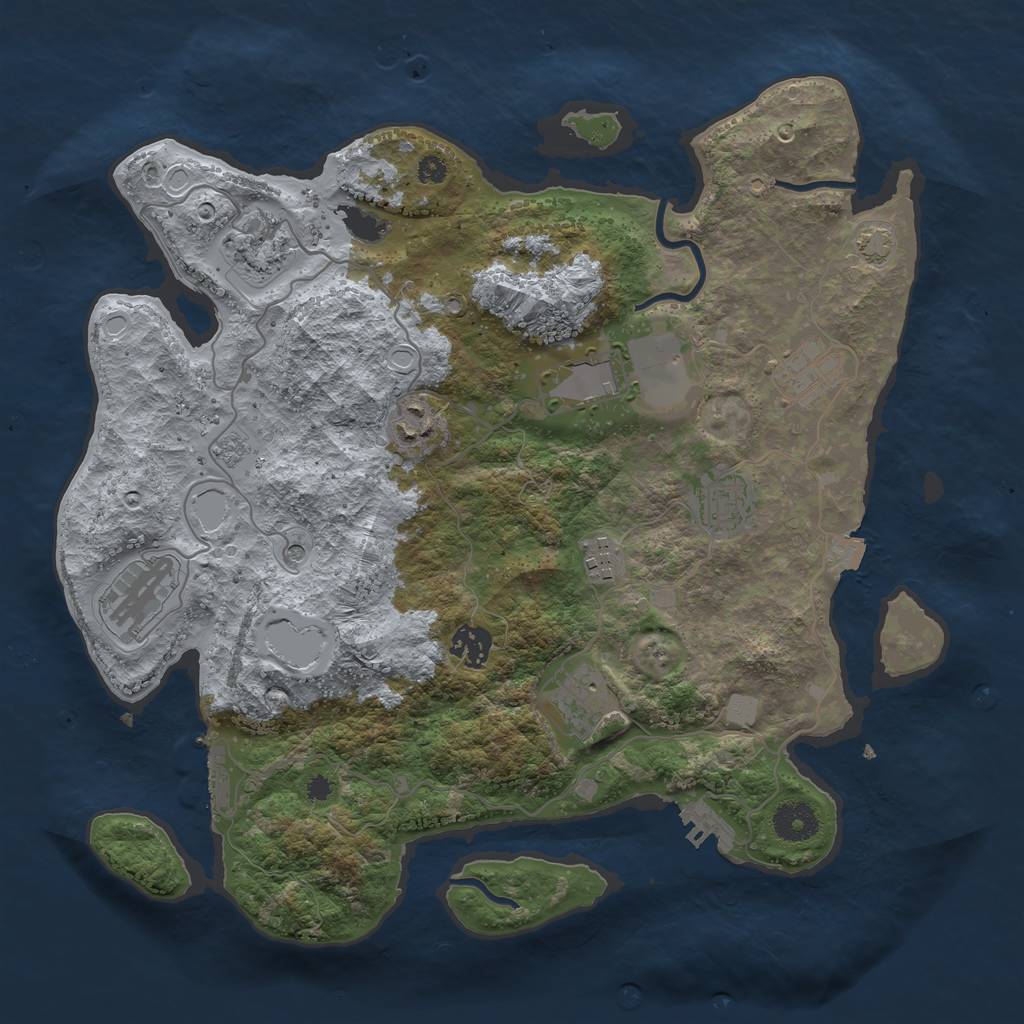 Rust Map: Procedural Map, Size: 3650, Seed: 41778088, 17 Monuments