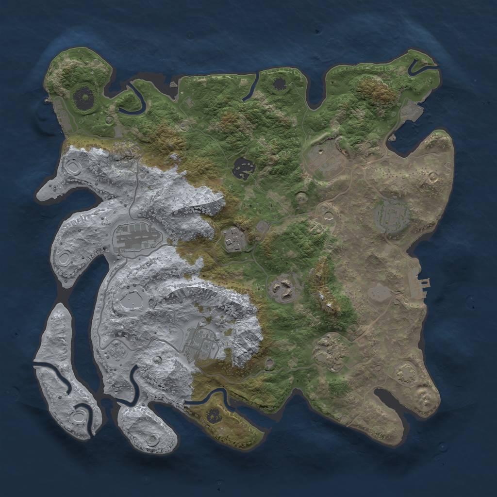 Rust Map: Procedural Map, Size: 3400, Seed: 19683123, 16 Monuments